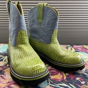 Ariat Fatbaby Faux-Alligator Blue Suede Upper